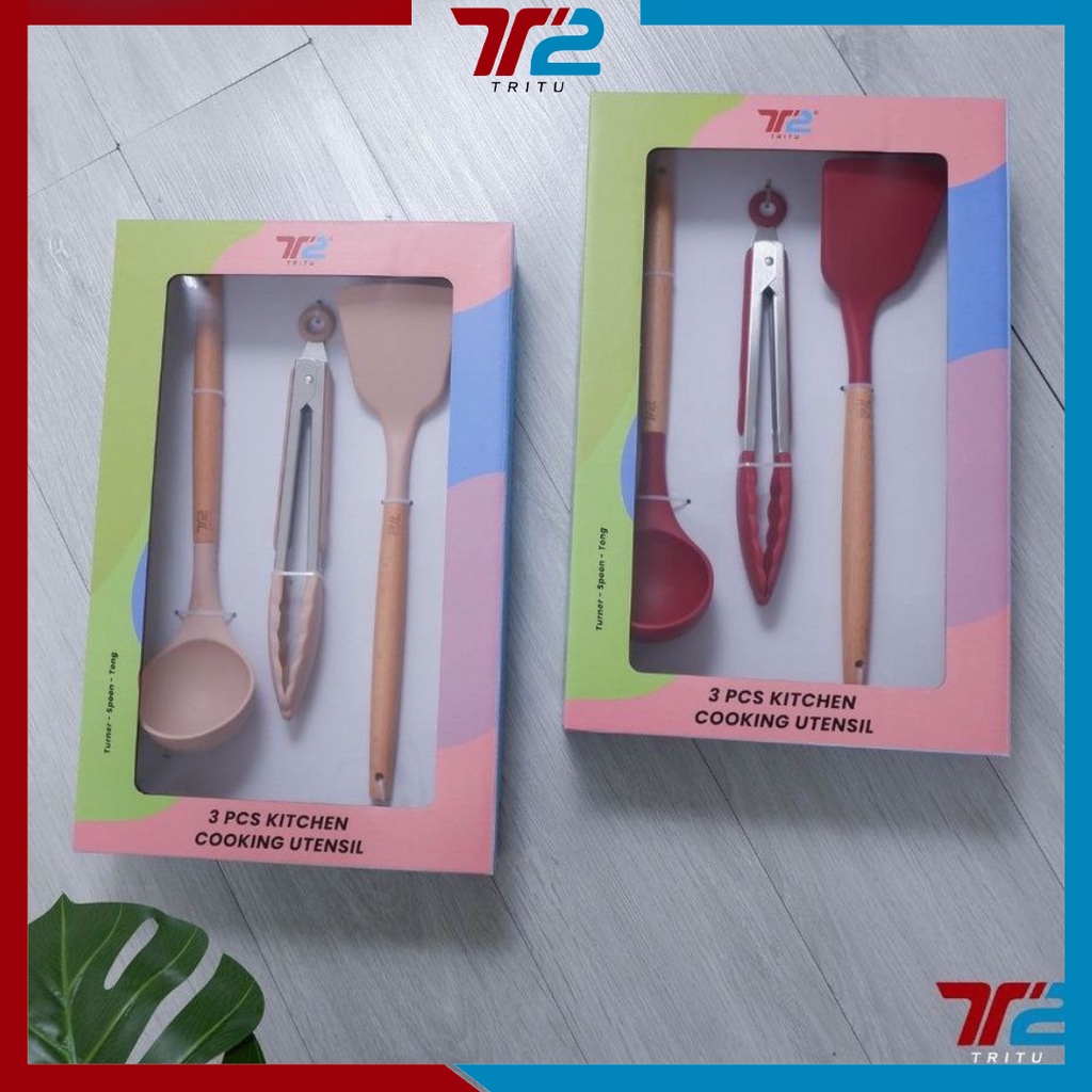 TRITU Utensil Sutil 3 Set Peralatan Memasak Silicone Kitchen Set Spatula Silikon