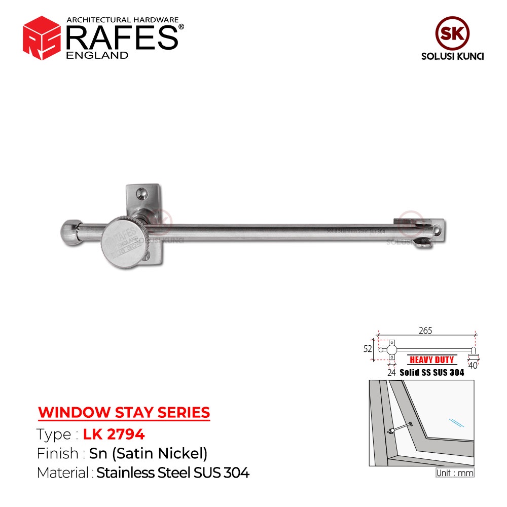 Hak Angin Jendela RAFES Stainless Steel SUS 304 / Heavy Duty (LK 2794)
