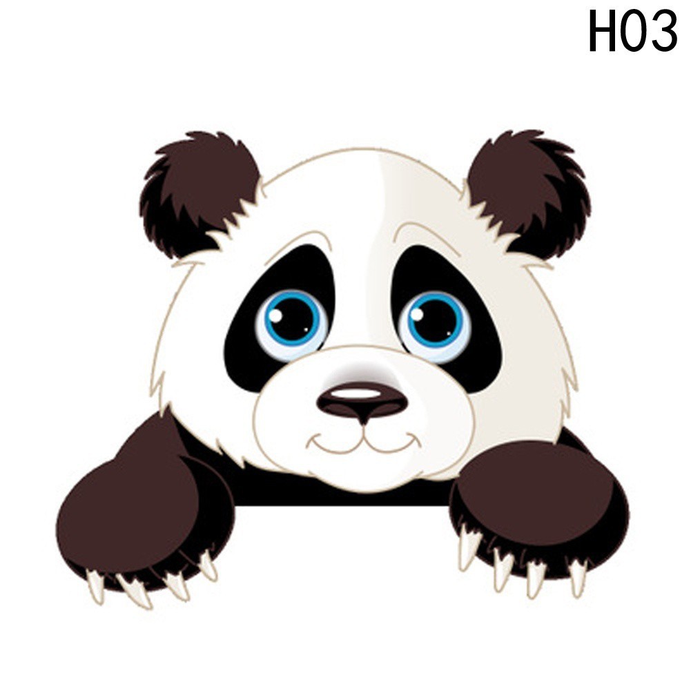 Stiker Dinding Dengan Bahan PVC Dan Gambar Kartun Binatang Gajah Panda Jerapah