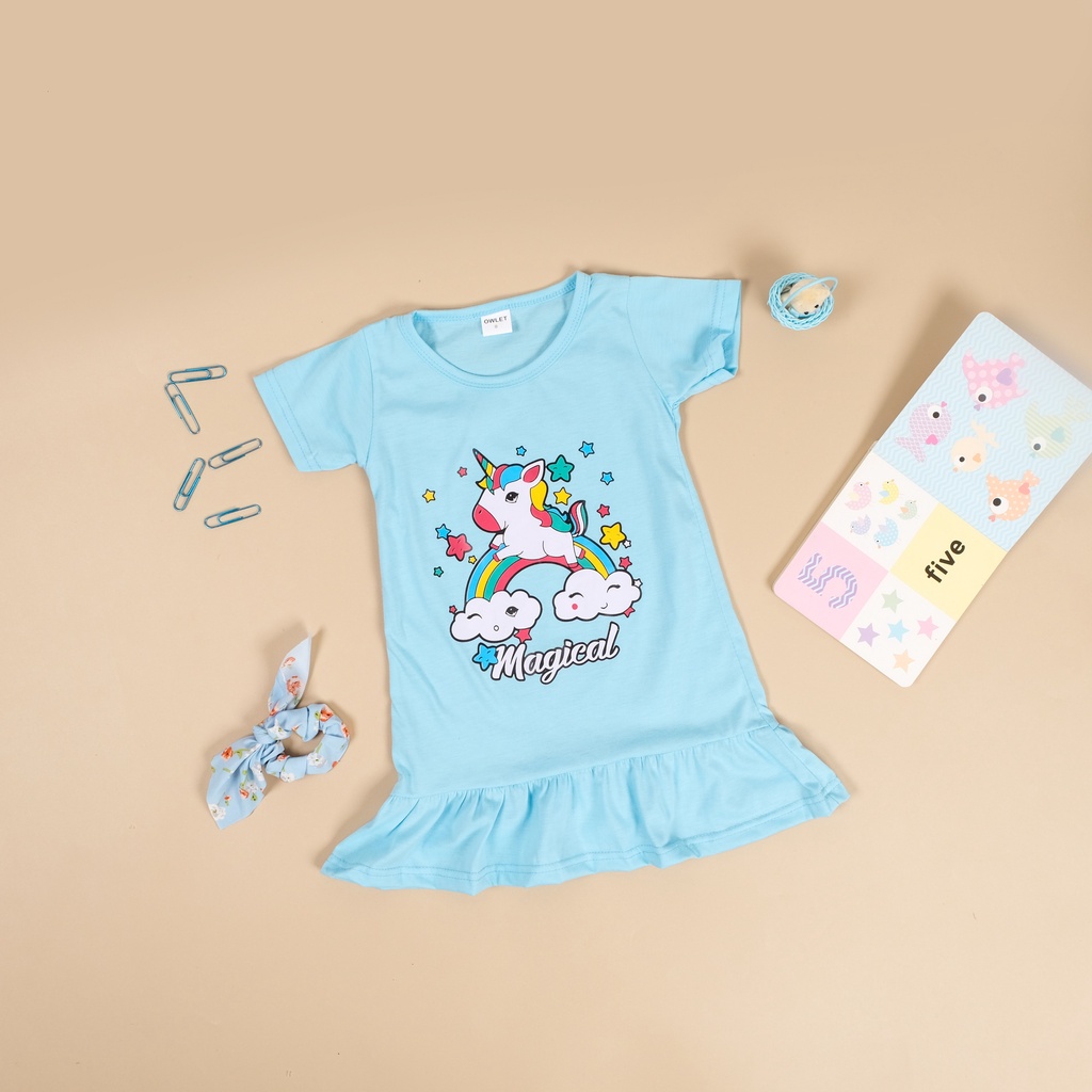 owlet - Dress anak perempuan / daster anak / daster gambar kartun (1-6 tahun)