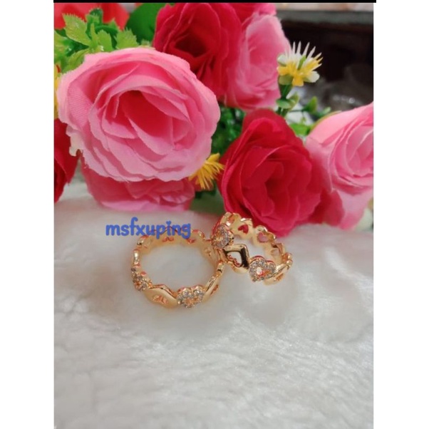 Cincin love melingkar mewah 24 k perhiasan wanita