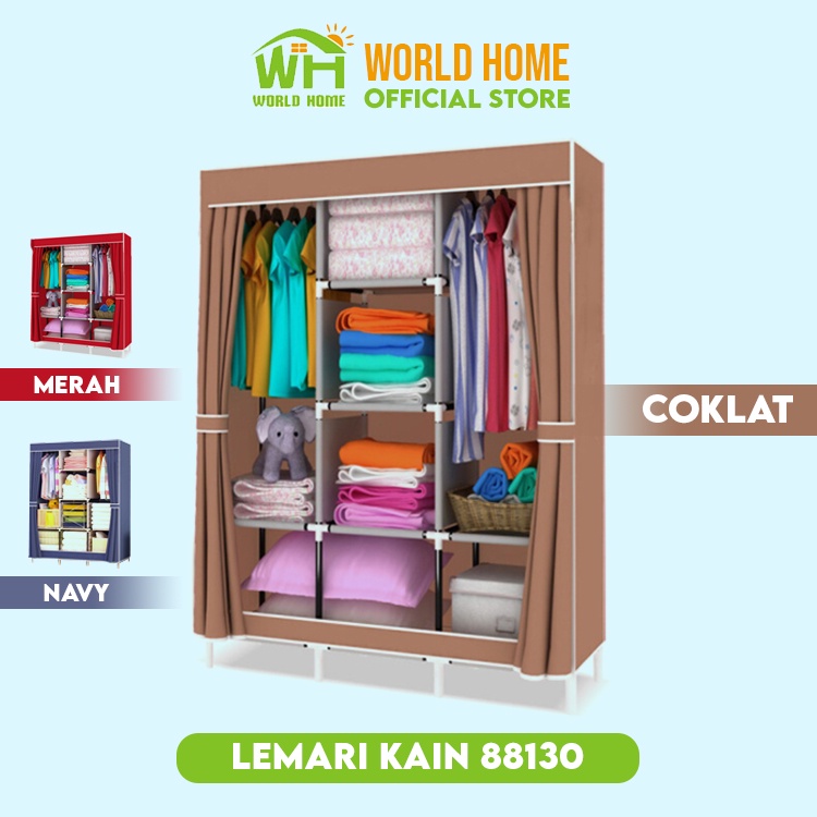 Lemari Pakaian Lemari Kain 2 Sisi Murah Lemari Portable Jumbo Lemari Pakaian Serbaguna 88130 WHFSHOP