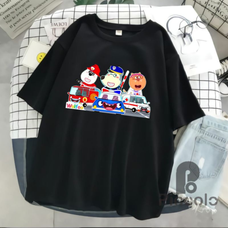 baju kaos anak wollfo mobil cotton