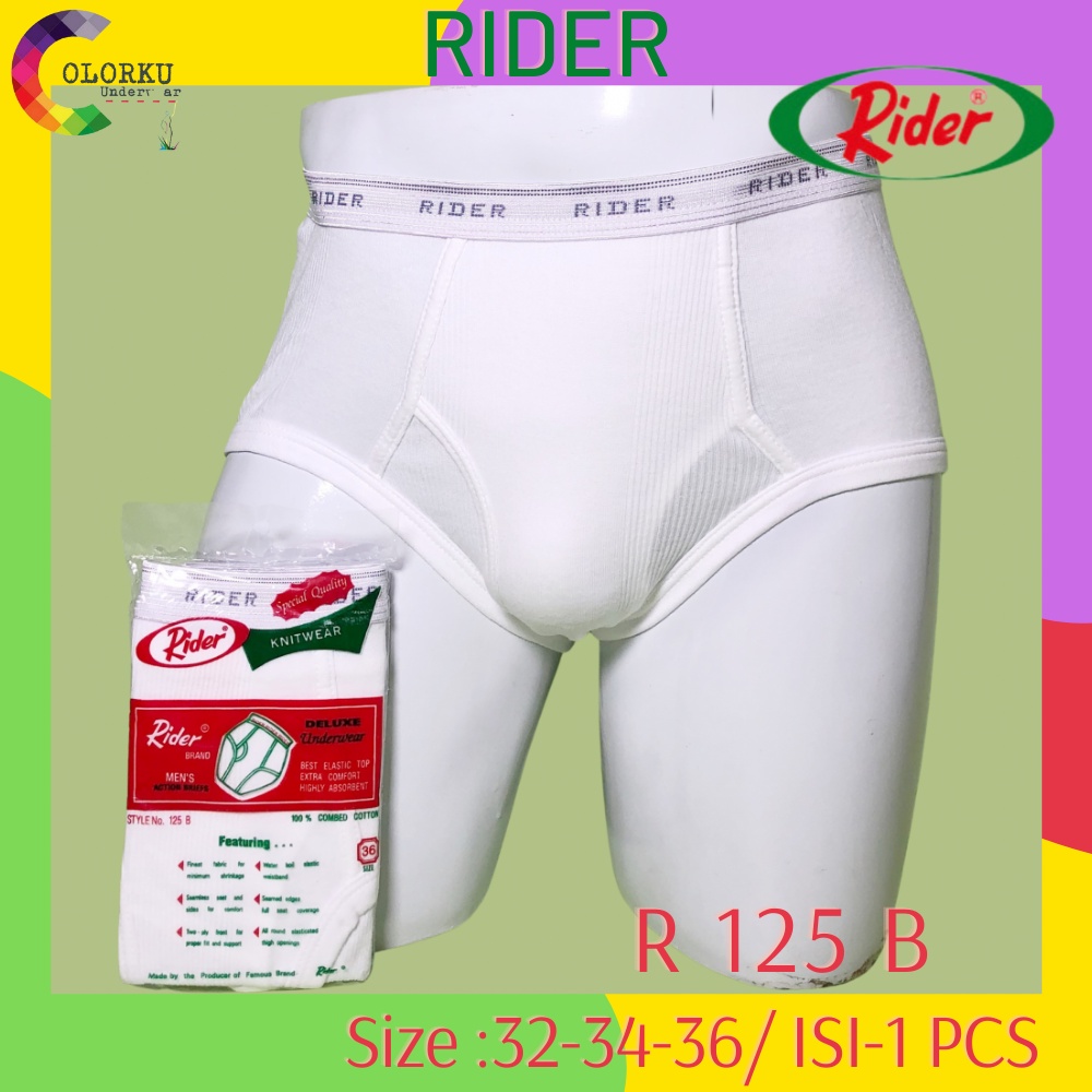 Jual Celana Dalam Pria RIDER Model Lama R 125 B ISI-1 PCS Putih Salur ...