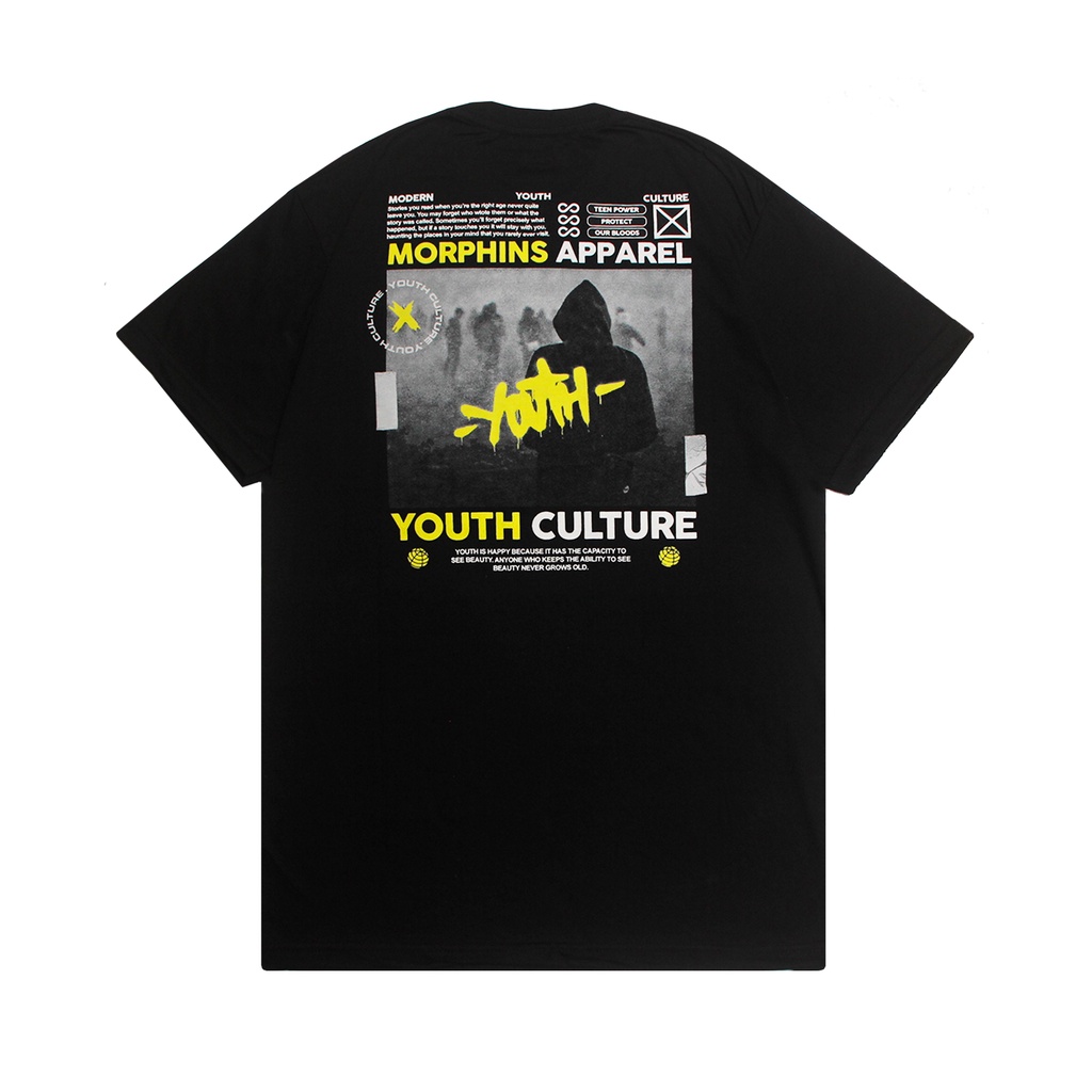 kaos t shirt distro pria bandung baju atasan morphins youth culture original lengan pendek hitam kat