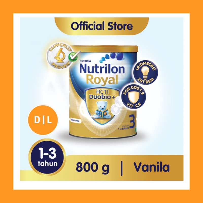 Nutrilon Royal Active Duobio+ Tahap 3 Vanila 800gr / Susu Pertumbuhan Nutrilon Royal 3 800gram
