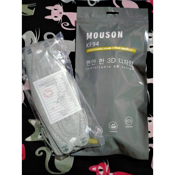 Masker Kf94 MOUSON Soft Grey isi 10pcs
