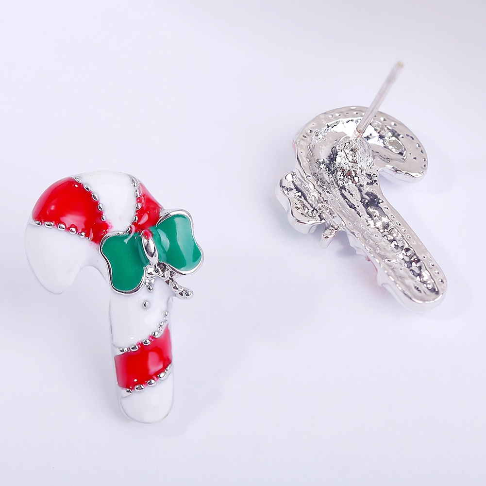 Hu Hu Hu Hu Hu Alat Bantu Pasang Kacamata♡ Anting Tusuk Wanita Bentuk Tongkat Permen Snowflake Untuk Pesta Natal