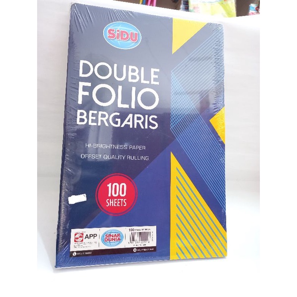 

Dobel FOLIO SiDU /Double FOLIO SiDU Bergaris 100 Sheets/lembar