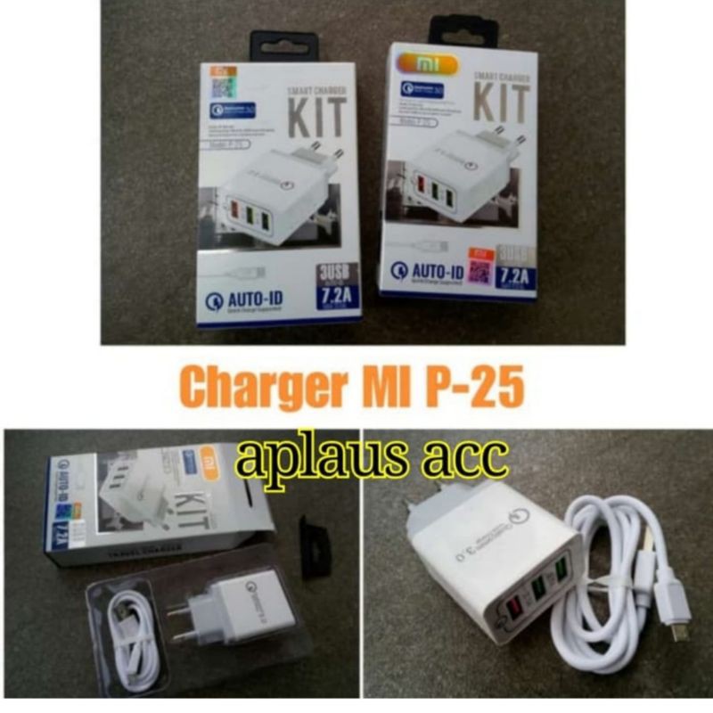 Charger Branded Fast Charging 7.2A 3USB P-25