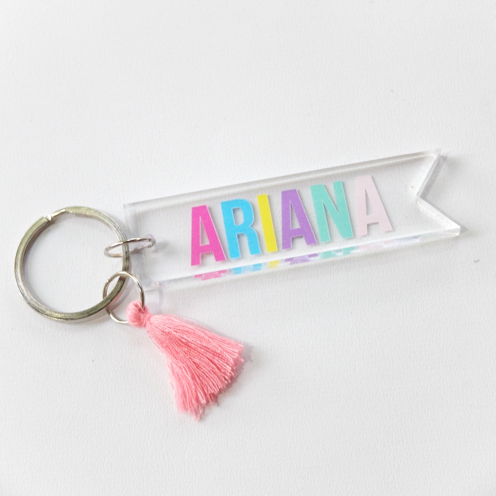 Keychain Gantungan Kunci CUSTOM Nama include Tassel warna warni lucu anak gantungan tas