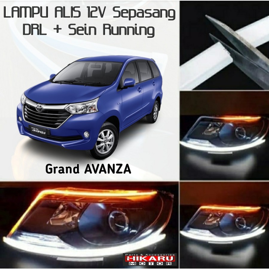 Lampu Alis LED DRL Sen Running Mobil Grand AVANZA Sepasang Headlamp