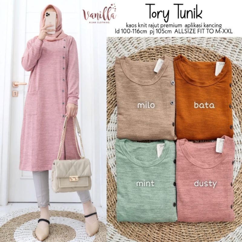 Tory Tunik - Tunik Kaos Knit Rajut LD100+ / Kantong depan / R.28 - 271