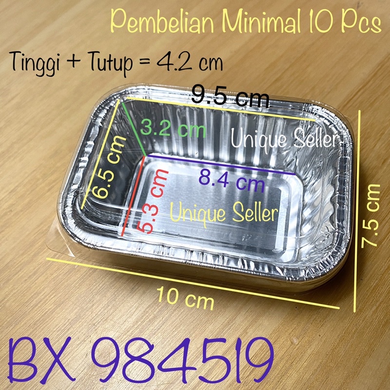 Aluminium Foil Cup BX 984519 + Tutup Mika / Alufoil Tray BX 984519 Tanpa Tutup / Alufoil Cup Kotak 10 x 7.5 cm / Aluminium Tray Kotak 10x7.5 cm