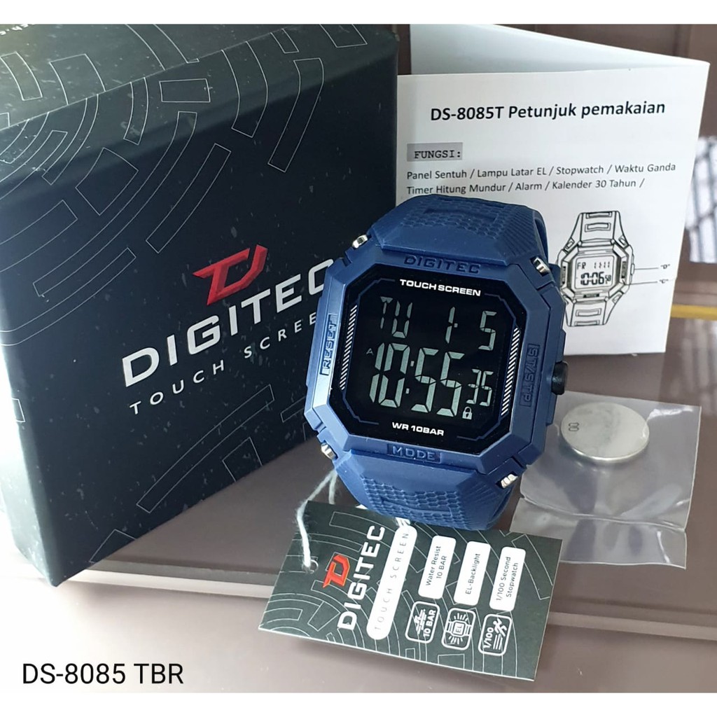 Jam Tangan Pria Digitec Touch Screen Original DS8085M Tali Karet Biru