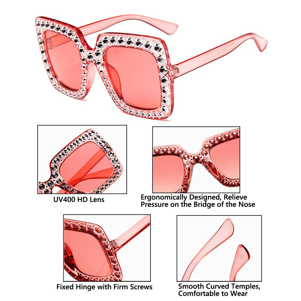 Lily Oversized Sunglasses Kacamata Matahari Retro V400 Kristal