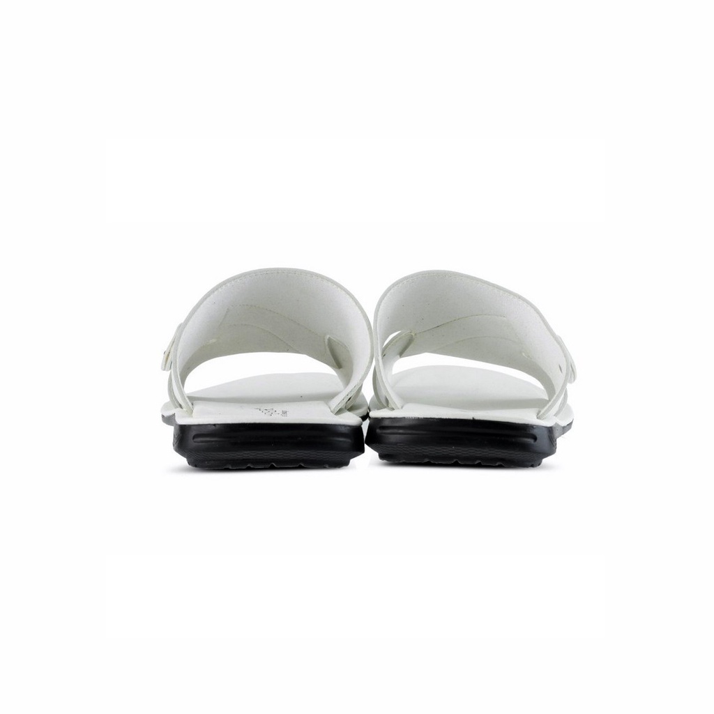 Zagib x Malzio | Sandal Pria Slide Kulit Putih White / Sendal Selop Cowo Remaja Casual Santai