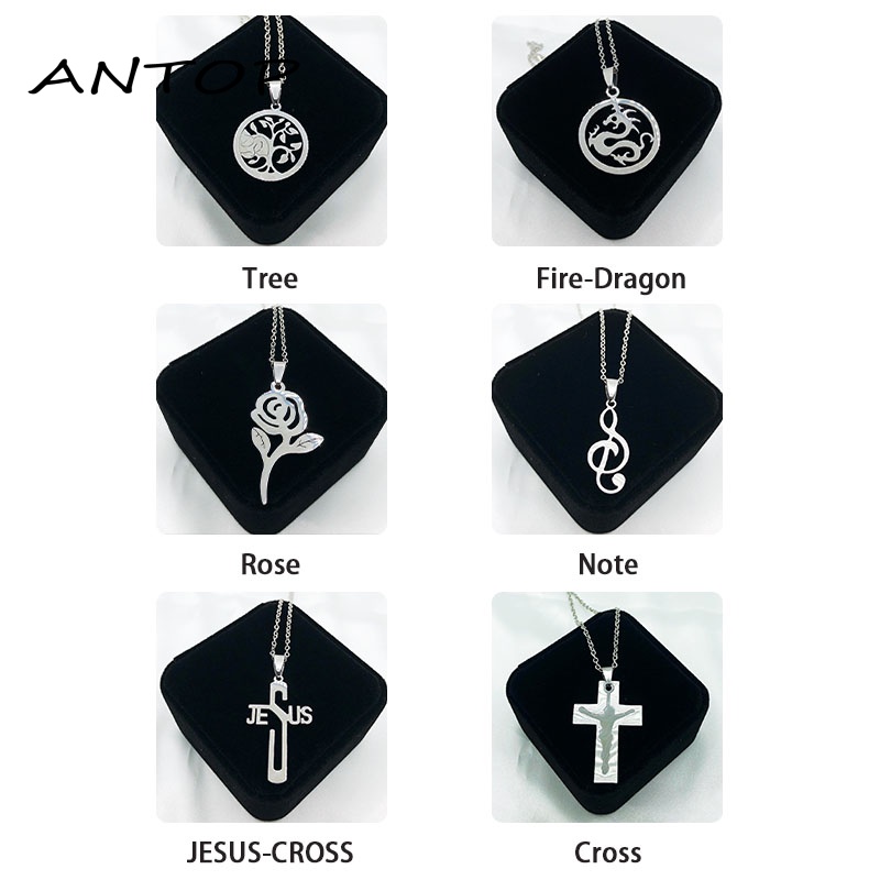 Kalung Rantai Liontin Bahan Stainless Steel Titanium Untuk Pria Dan Wanita