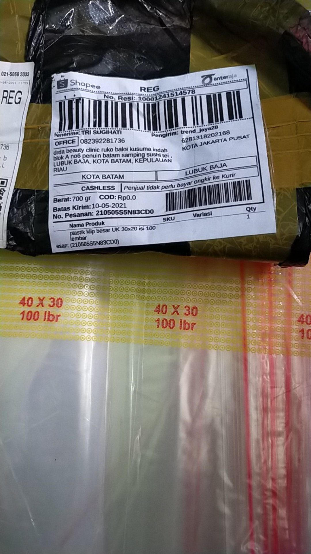 Plastik Klip Besar Uk 30x20 Isi 100 Lembar