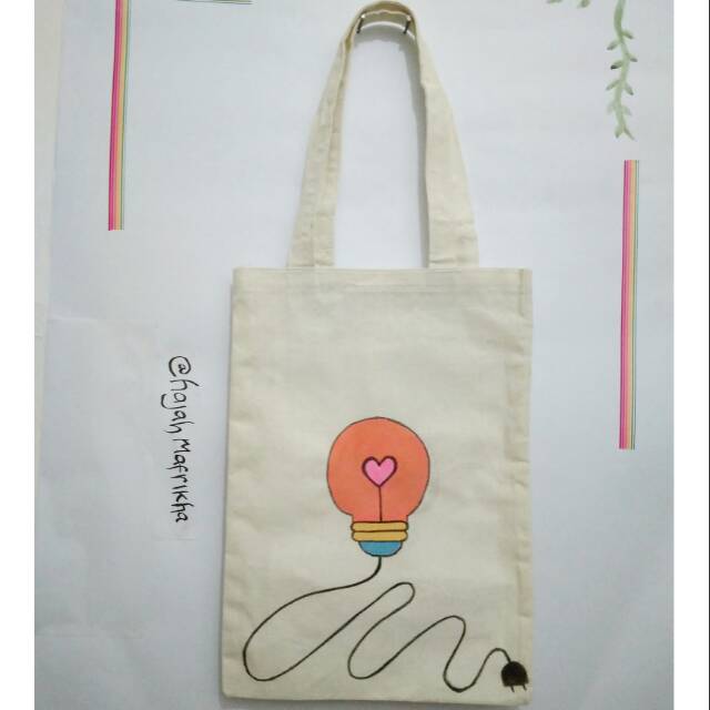 

Tote bag lukis kanvas 100% handmade