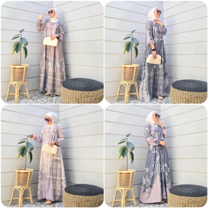 Maxy lengan balon hits / gamis bumil busui / dress kekinian