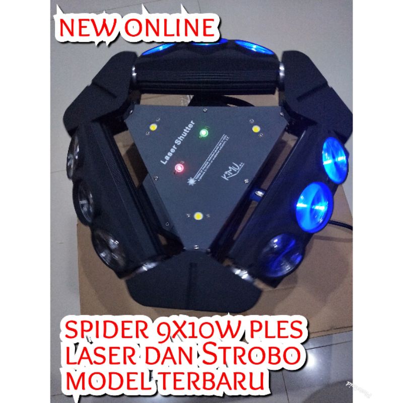 MOVING SPIDER 9X10WATT PLES LASER PLES STROBO MODEL TERBARU