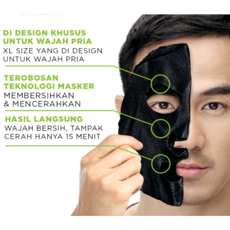 GARNIER Men Turbo Bright | AcnoFight TISSUE MASK | Masker wajah