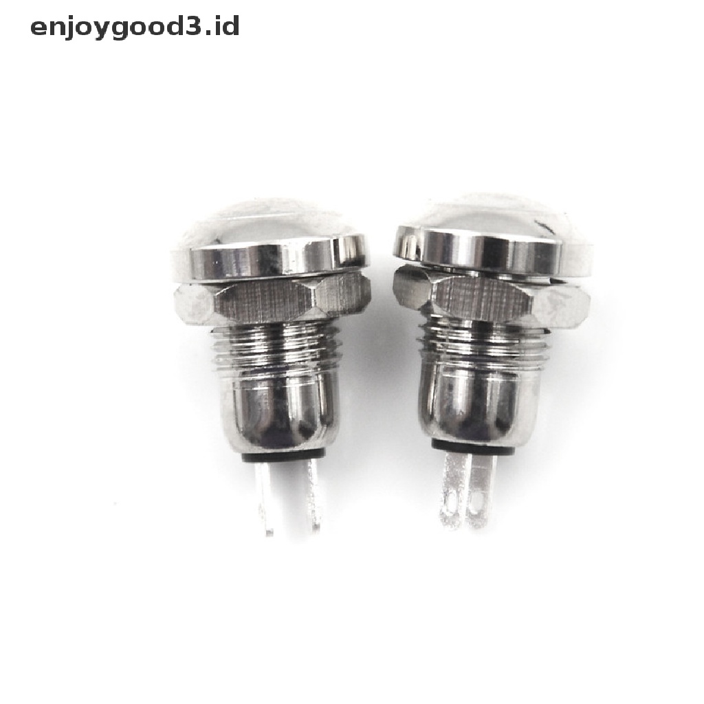 (Dd) 2pcs Saklar Tombol Tekan Momentary Mini 2pin 8mm Anti Air Bahan Metal