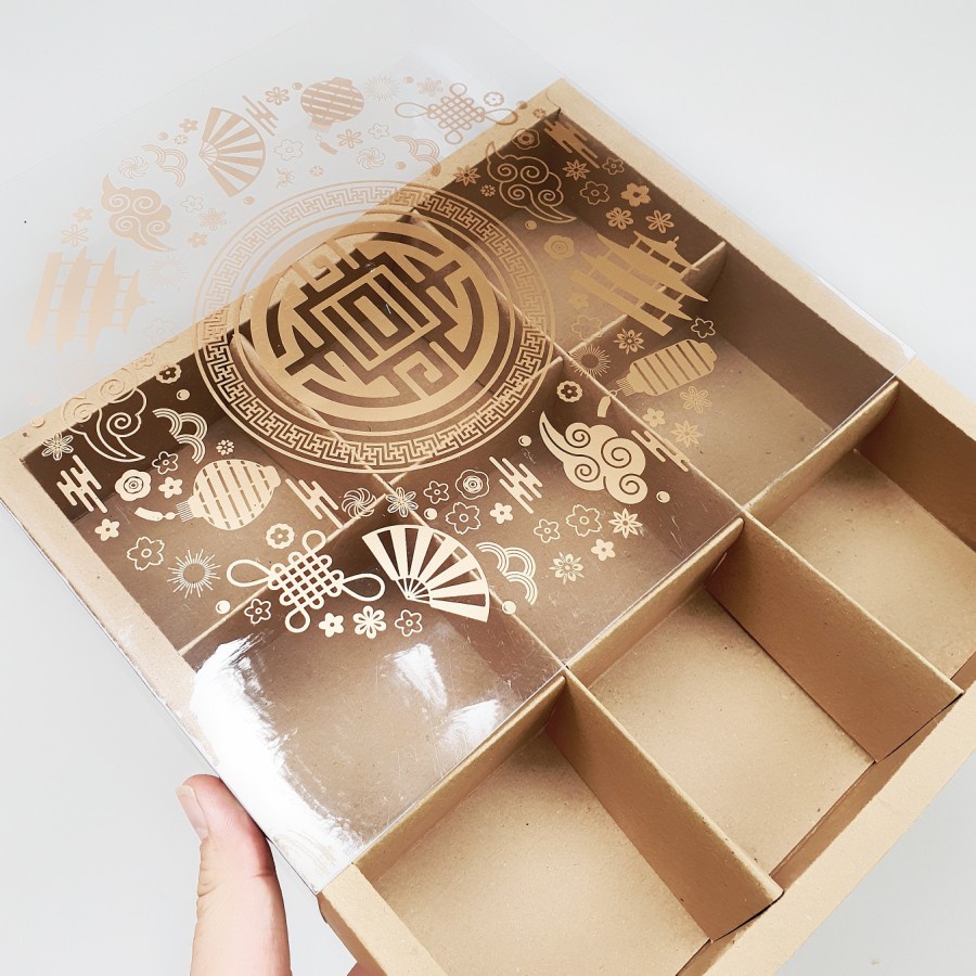 

Dus Mika Imlek eggtart sekat 9 box sincia hampers imlek CNY Kotak Kue Chinese New Year Packaging Imlek Brown Mika 24 x 24 x 4.5 cm free TAG