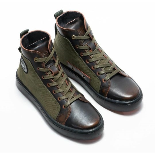 Sepatu Sneaker Kulit Pria Exodos57 - Vander - Brown Army