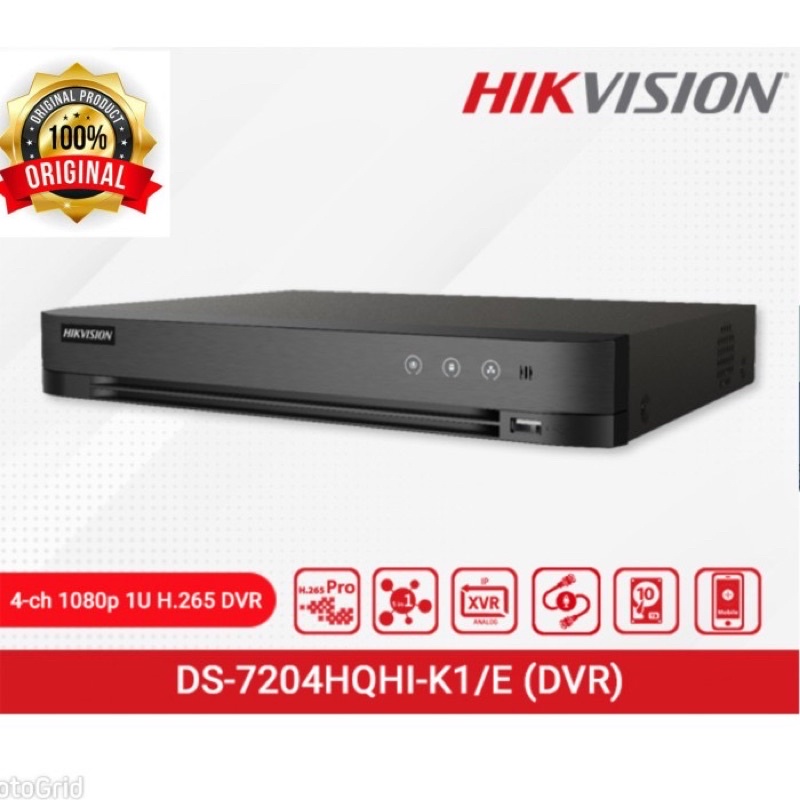 DVR 4ch Hikvision 7204HQHI-K1/E Up to 4MP 4 MP Bergaransi Resmi Pengganti 7204 HGHi-F1