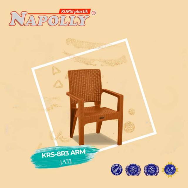 Napolly Kursi plastik rotan anyaman sandar tangan/kursi makan /kursi anyaman sandar