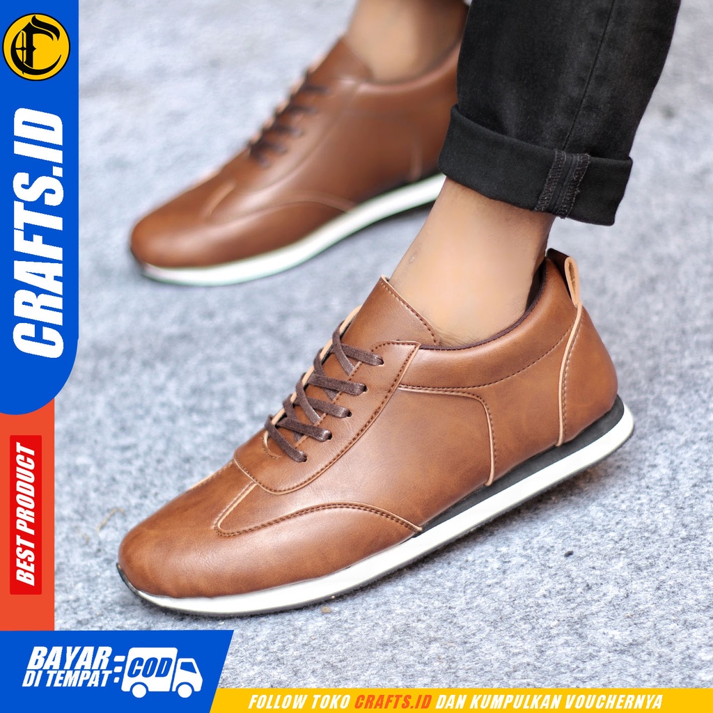 Sepatu Casual Pria Sepatu Sneakers Pria  Kulit Pu Sepatu Kerja Kuliah Kondangan Sepatu Hitam Pria CRAFTS MARKEZ