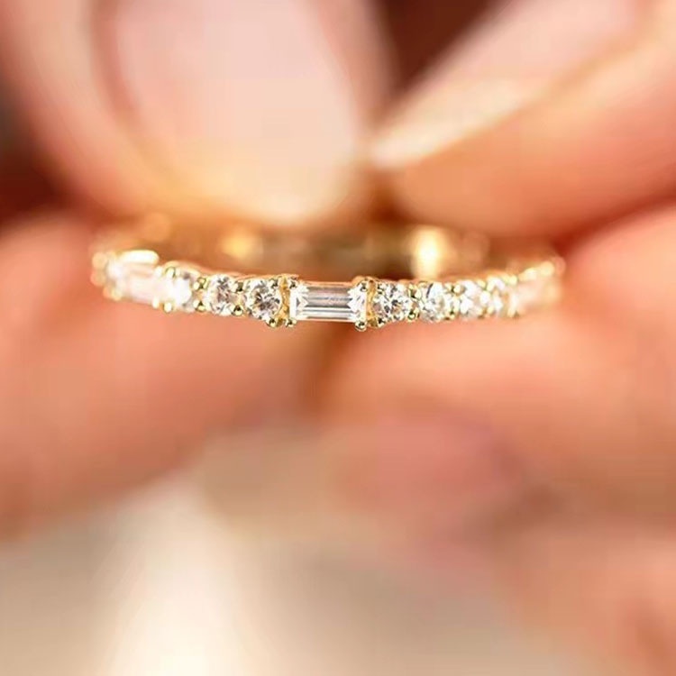 Cincin Bahan Tembaga Hias Zirconberlian Gaya Korea Untuk Wanita