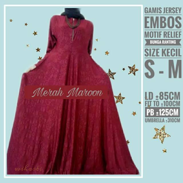 Gamis Jersey Embos Motif Bunga Ranting Size Kecil (S-M), Gamis Jersey, Gamis Jersey Embos