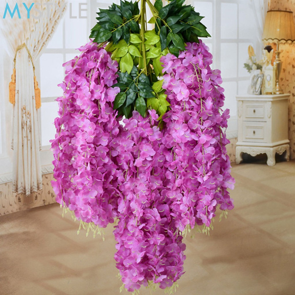 HAPPY TIME DAUN WISTERIA KECIL (1 PACK = 12 PCS / 1 PACK = 3 PCS) DAUN RAMBAT UNTUK DEKORASI HIASAN WEDDING