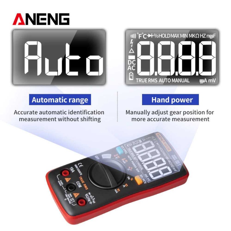 Multimeter Digital Multitester Tester Voltage Current AC-DC LCD ANd