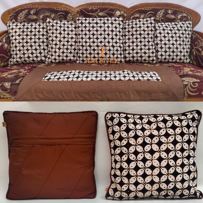 Sarung Bantal Sofa - Sarung Bantal Kursi Sofa Batik Cap Set Taplak Meja Murah Motif Kawung