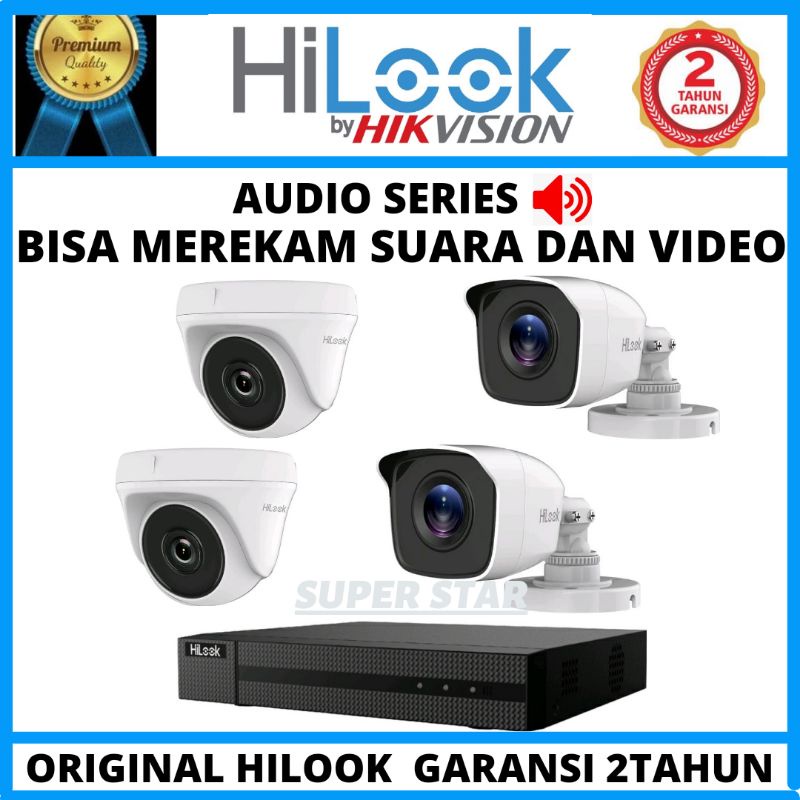 PAKET CCTV HILOOK 8 CHANNEL 4 KAMERA 2MP AUDIO