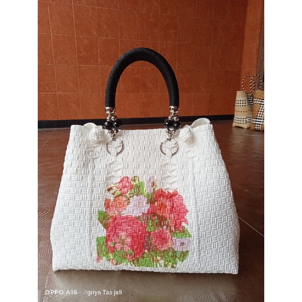 Tas Anyaman jali premium Decoupage handle anggur