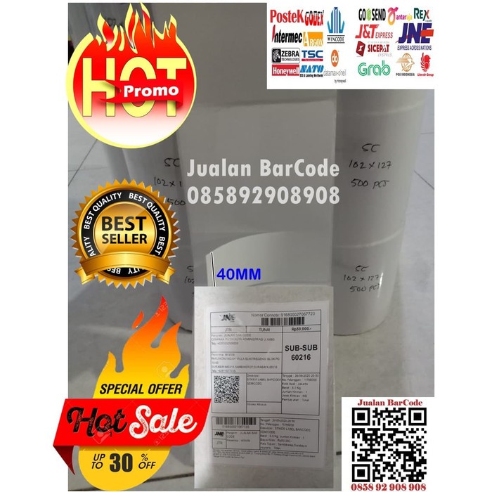 

LABEL STICKER JNE 102 X 127 - BARCODE SEMICOATED 102x127MM RESI JNE WAHANA EXPEDISI
