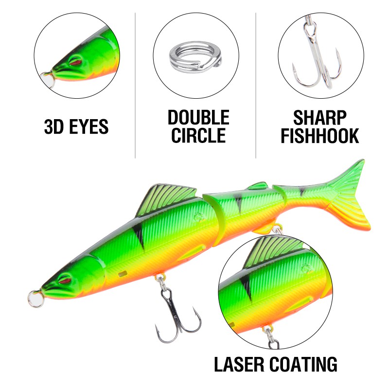 Plastic Bait relix nusantara Umpan Ikan Alat Pancing Heavy Sinking Minnow 13cm/18g Kail Pancing Alat Pancing Murah Umpan Mancing Umpan Mancing Multi-Section 3-Segment Umpan Pancing Buatan Umpan Pancing