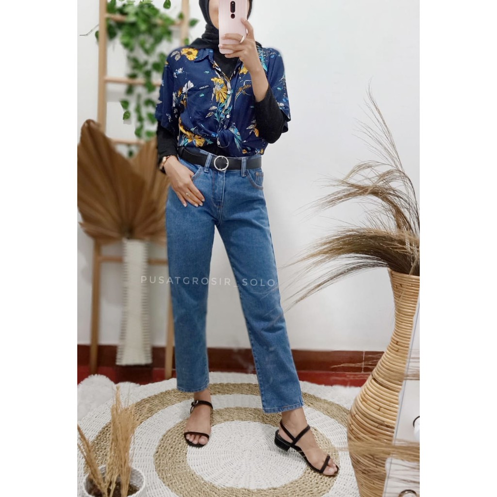 PREMIUM CELANA WANITA PLAIN BOYFRIEND JEANS PUSATGROSIR_SOLO/ CELANA JEANS PREMIUM