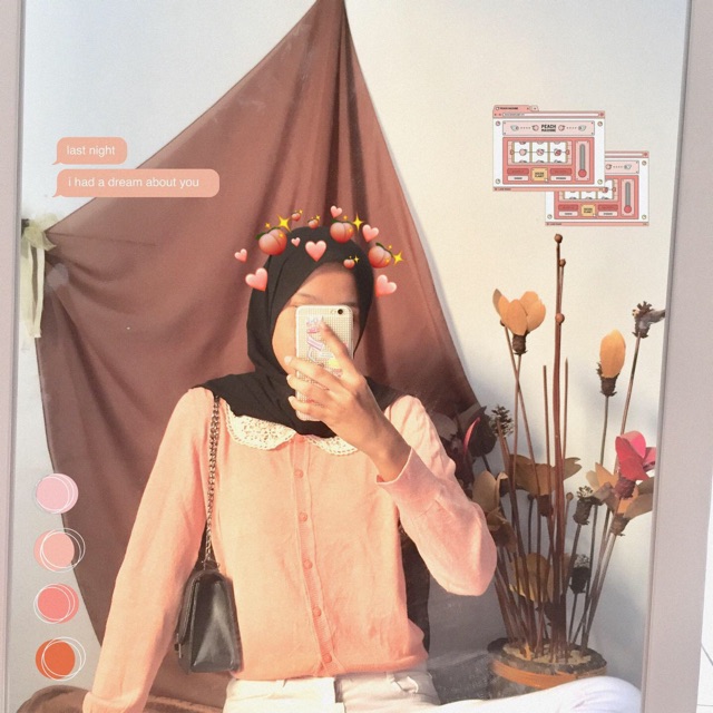 cardigan pink renda thrift
