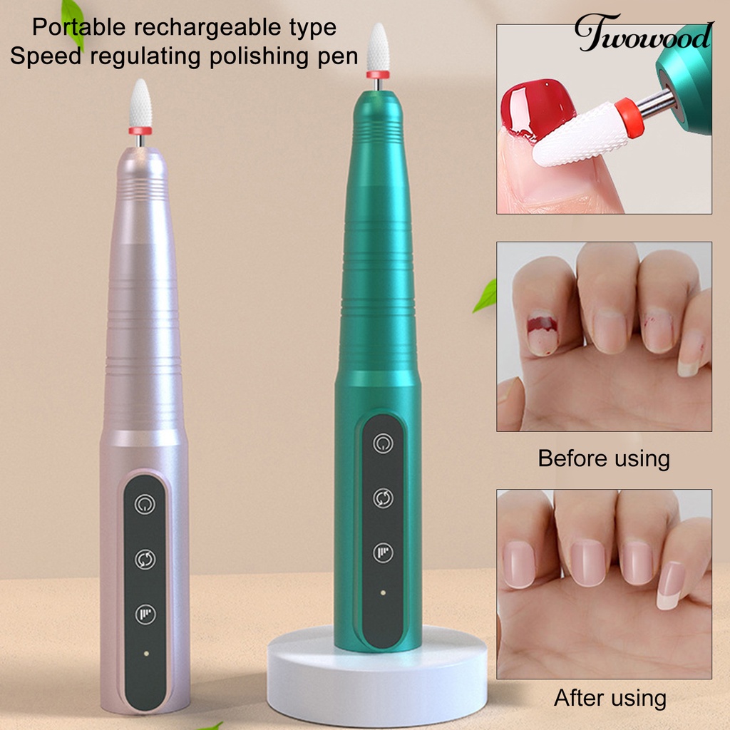 Twowood Mesin Bor Elektrik 26000RPM Portable Penghilang Kulit Mati Untuk Nail Art Akrilik Gel Polish