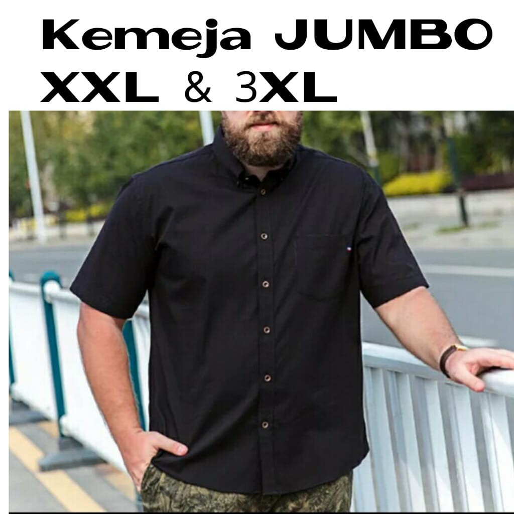 topfashion KEMEJA BIG SIZE/JUMBO URANUS 4 WARNA/HEM LENGAN PENDEK PRIA