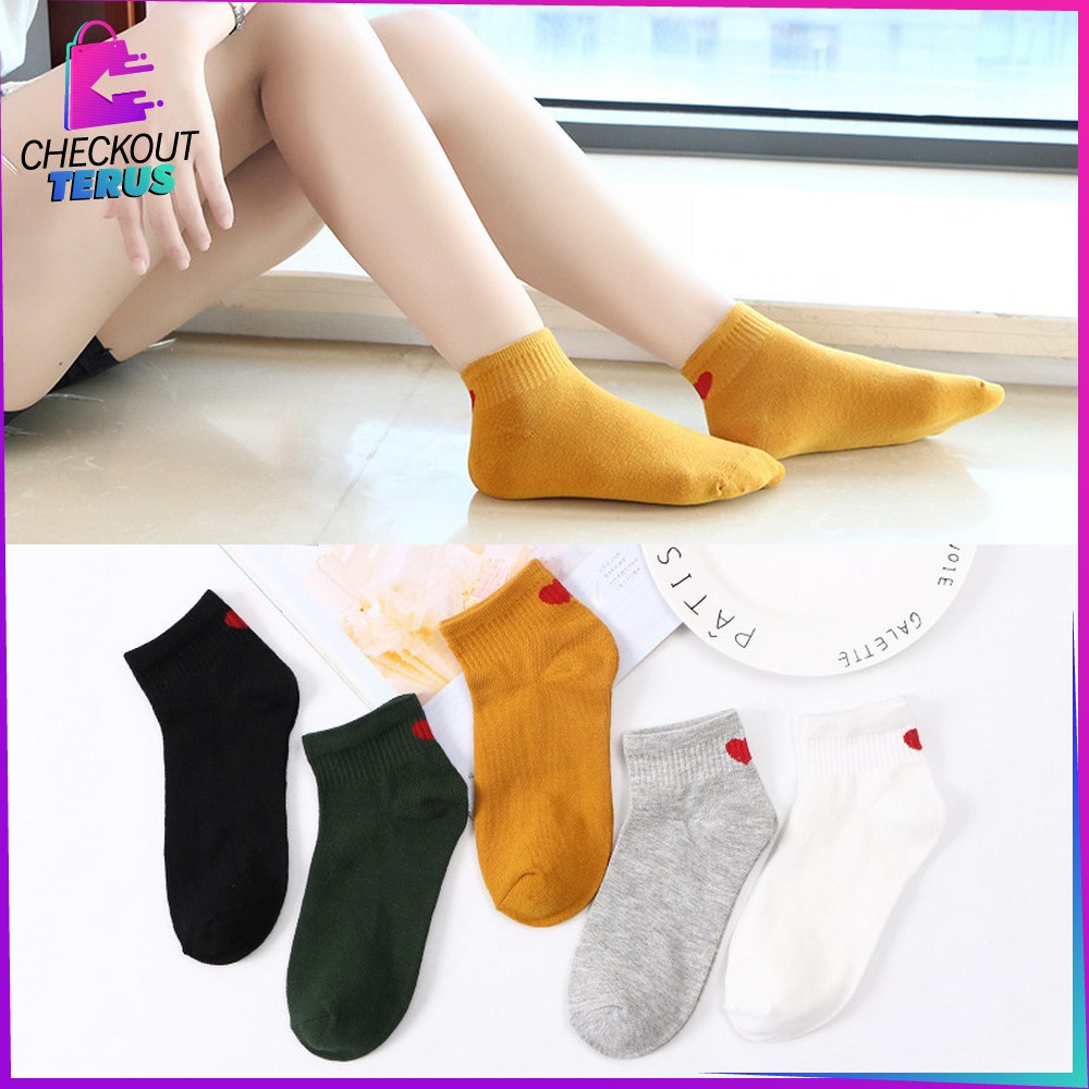 CT P255 Kaos Kaki Motif Love Ankle Fashion Korea Kaos kaki Pendek Semata Kaki Import Women Socks Ala Korea