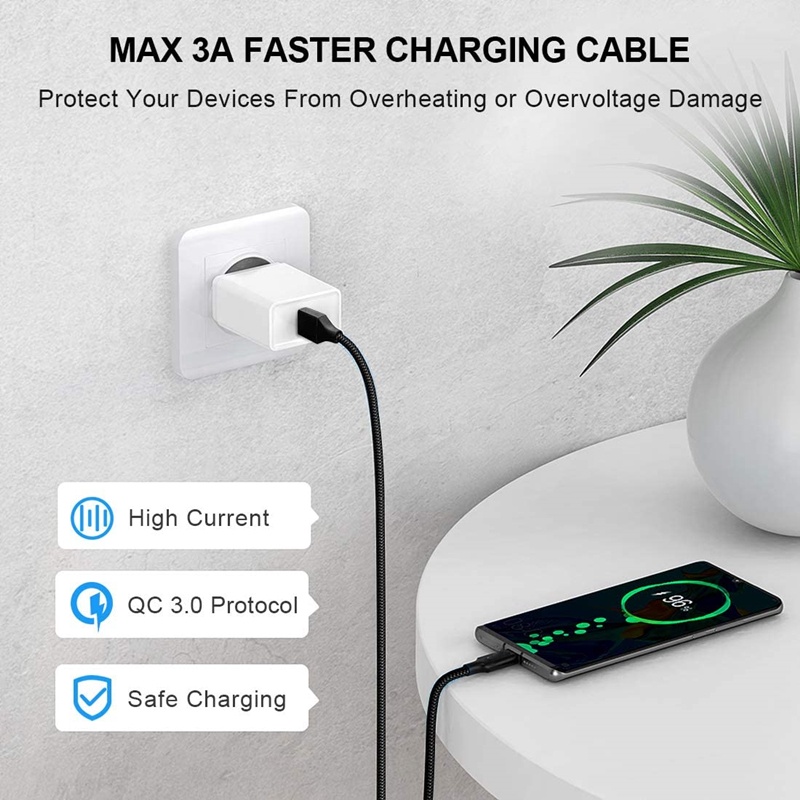 Dllencase VIVO Dllencase Kabel Charger USB Tipe C Fast Charging Untuk iPhone 13 12 11 Pro XR Xs Max Samsung Galaxy Xiaomi OPPO A310