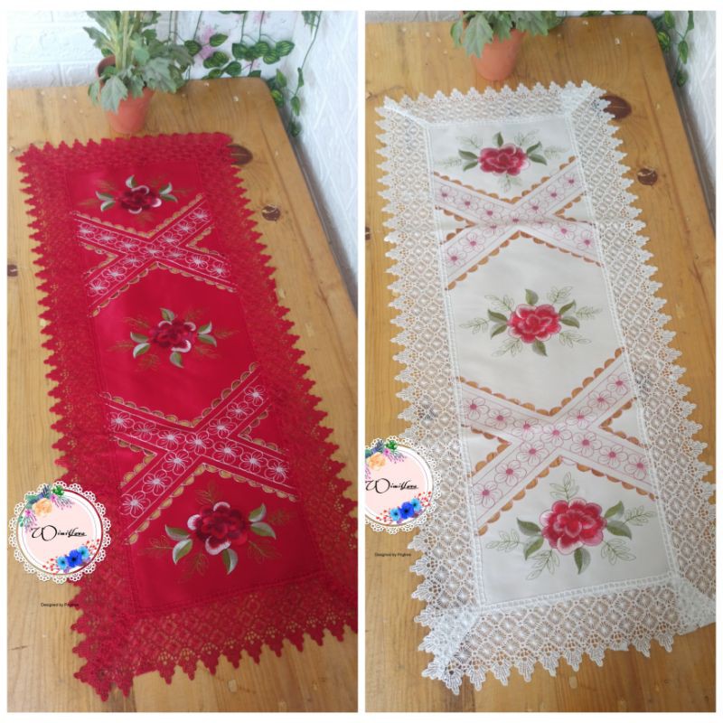 TAPLAK MEJA TAMU PERSEGI BORDIR IMPORT / TAPLAK MEJA TAMU / TAPLAK MEJA / TAPLAK / MAWAR