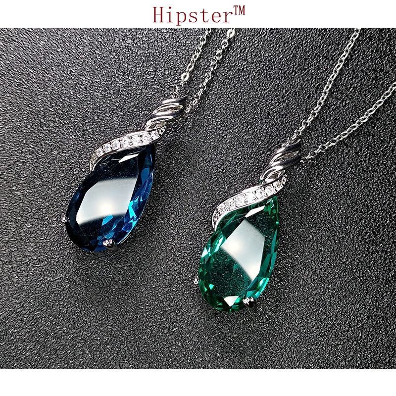 Personality Affordable Luxury Fashion Pear-Shaped Sapphire Pendant Necklace